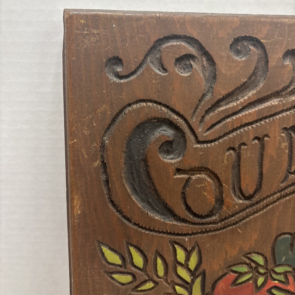 Vintage Country Kitchen Carved Hand Painted Decor Vegetables Mushroom Chicken - Picture 2 of 14